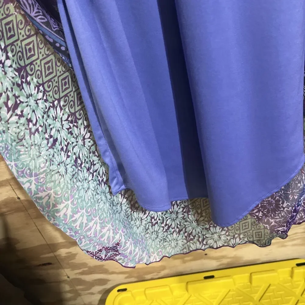 Dressbarn Y2K Babydoll Fairy Asymmetrical Dress Size 8 Sheer Patchwork Festival - Picture 8 of 16